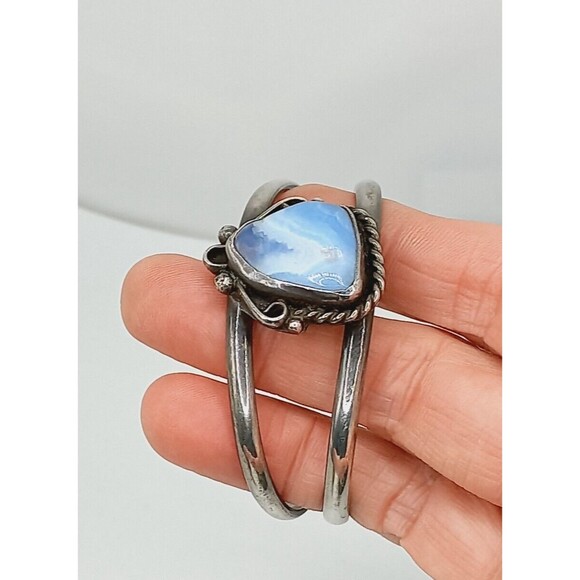 NAVAJO BLUE STONE STERLING BRACELET 925 - Picture 6 of 13
